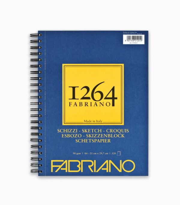 Bloc desen 1264 Schizzi, A4, 90gr, 120 file, cu spirală pe lățime Fabriano