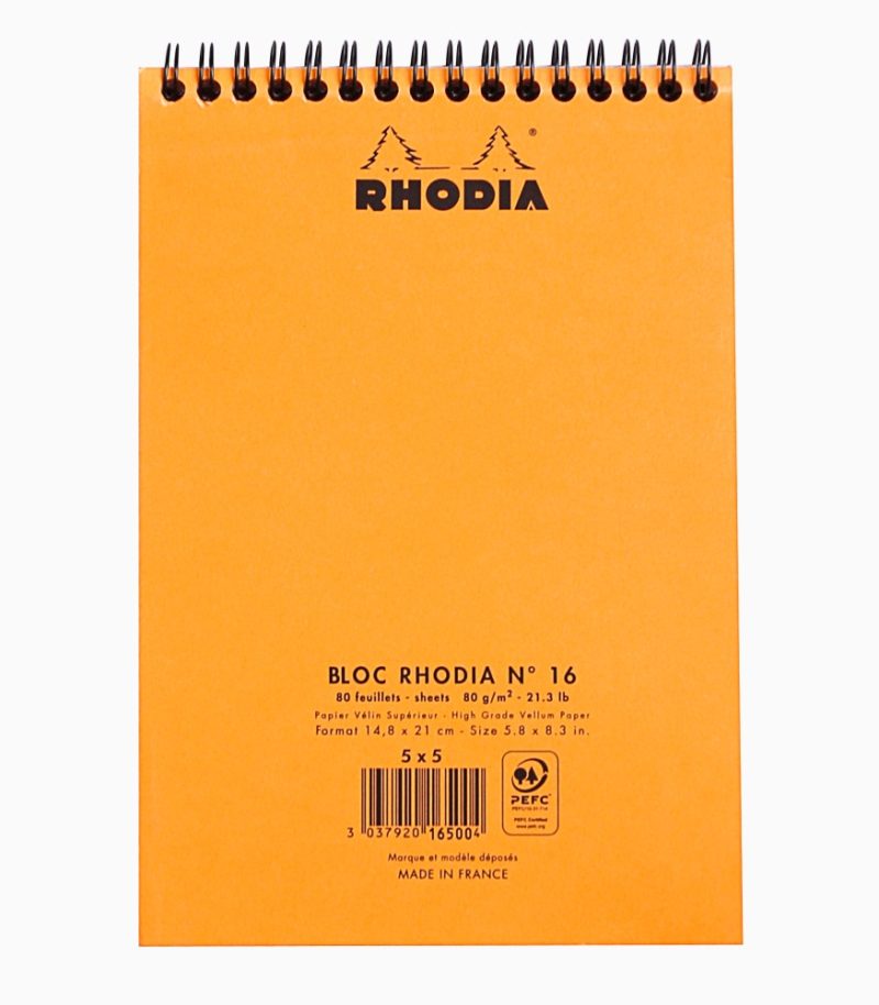 Blocnotes A5 Spiral Pad Rhodia Classic Orange spate