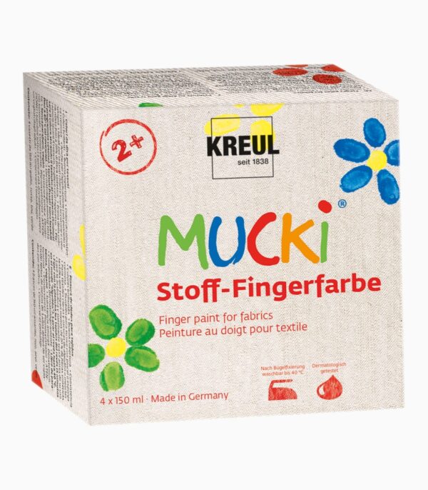 Finger Paint pentru țesături Mucki, set 4 x 150 ml