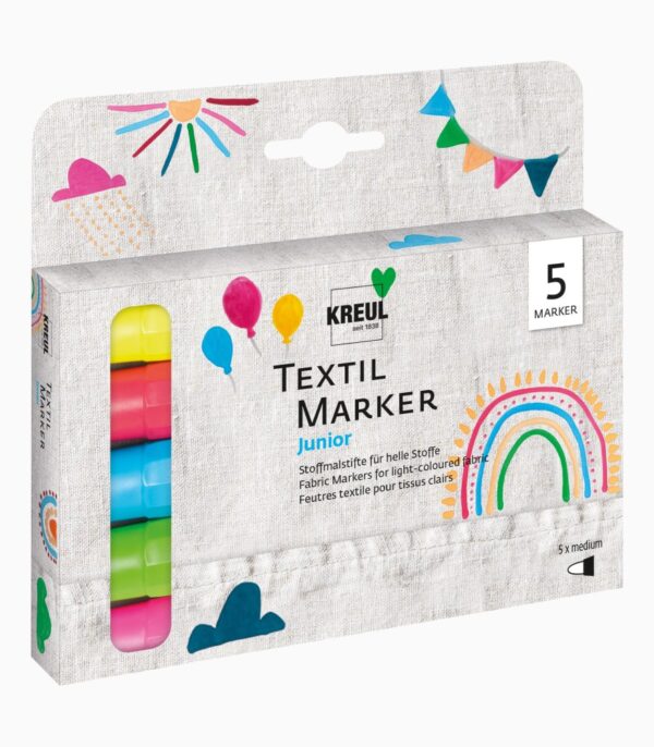 Marker pentru textile Junior Kreul, set 5 buc/set