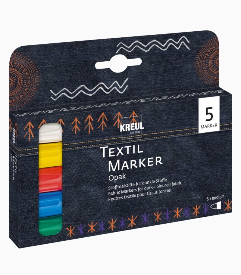 Marker pentru textile Opak Kreul vârf Mediu 5 buc/set